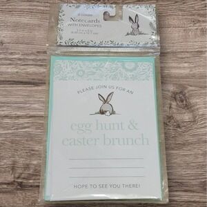 Easter Egg Hunt & Brunch Invitations & Envelopes 8 Ct Bunny Green Cream Holiday